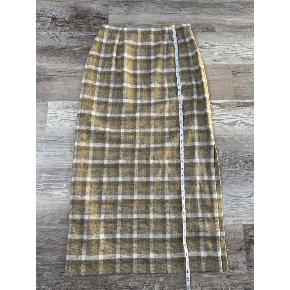 Vintage 90s Rena Rowan Wool Plaid Maxi Pencil Skirt Dark Academia Preppy Fall 8 - Picture 7 of 7